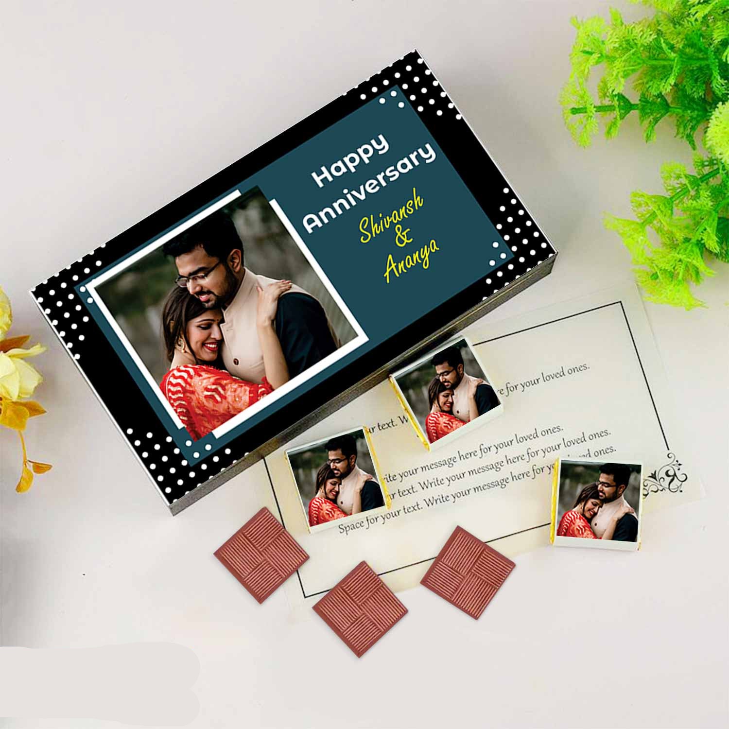 Personalized Message Photo and Name Printed Chocolate Gifts For Anniversary Gifts