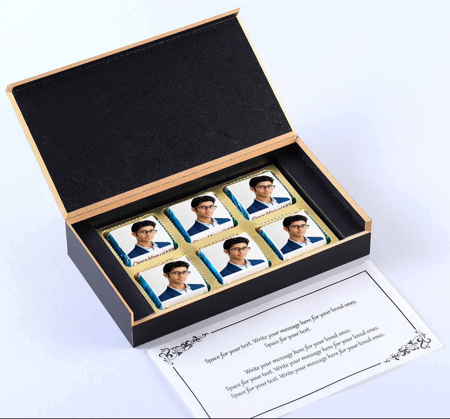 Thank You gift box I  Photo/Name printed chocolate box I  Delicious chocolates I  Free shipping across India I  Elegant wooden packaging