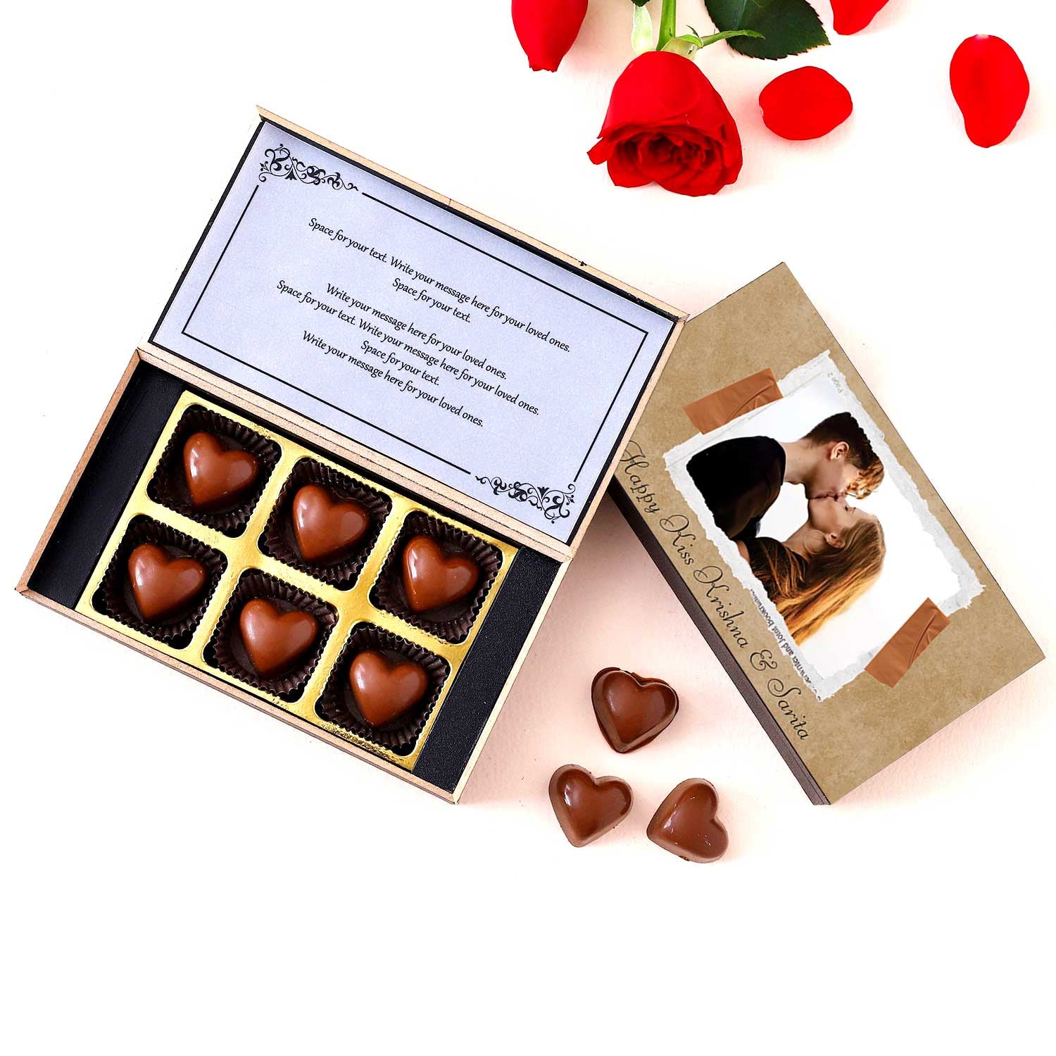 Buy online @399 Kiss Day Printed Chocolate with photo/name