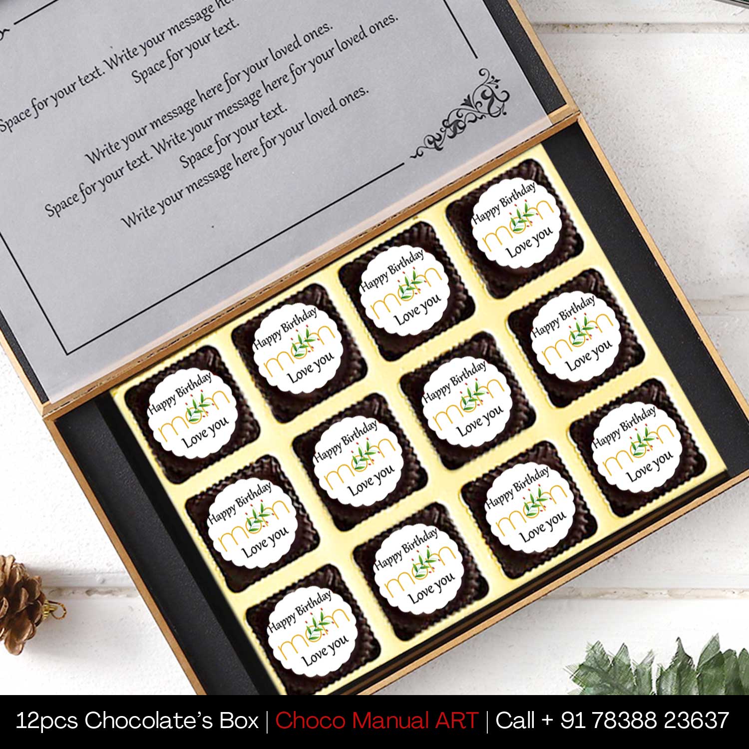 Happy Mother's Day 'love you' Printed chocolates for mom in 12pcs