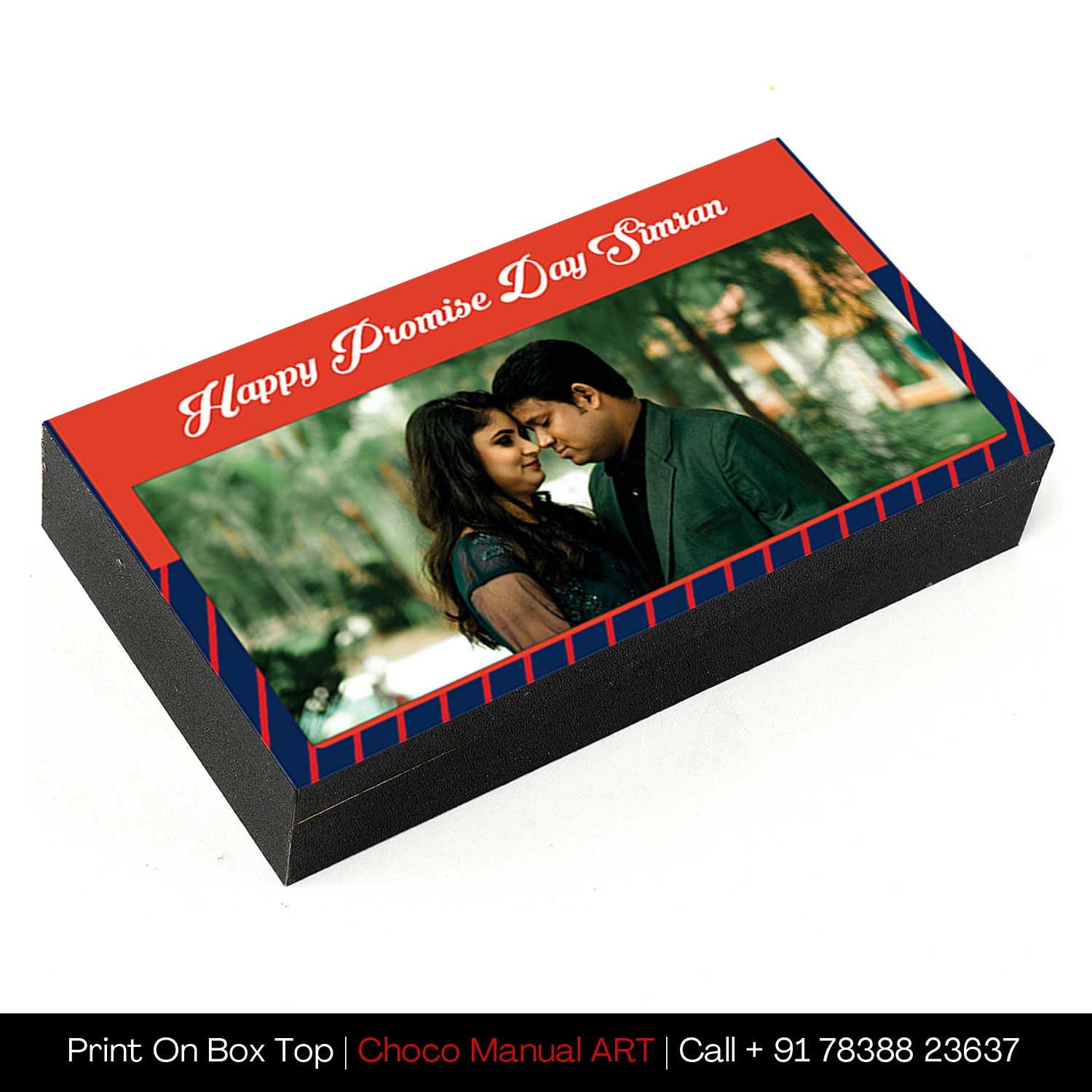 Personalized Promise Day chocolate gift with photo/name printed