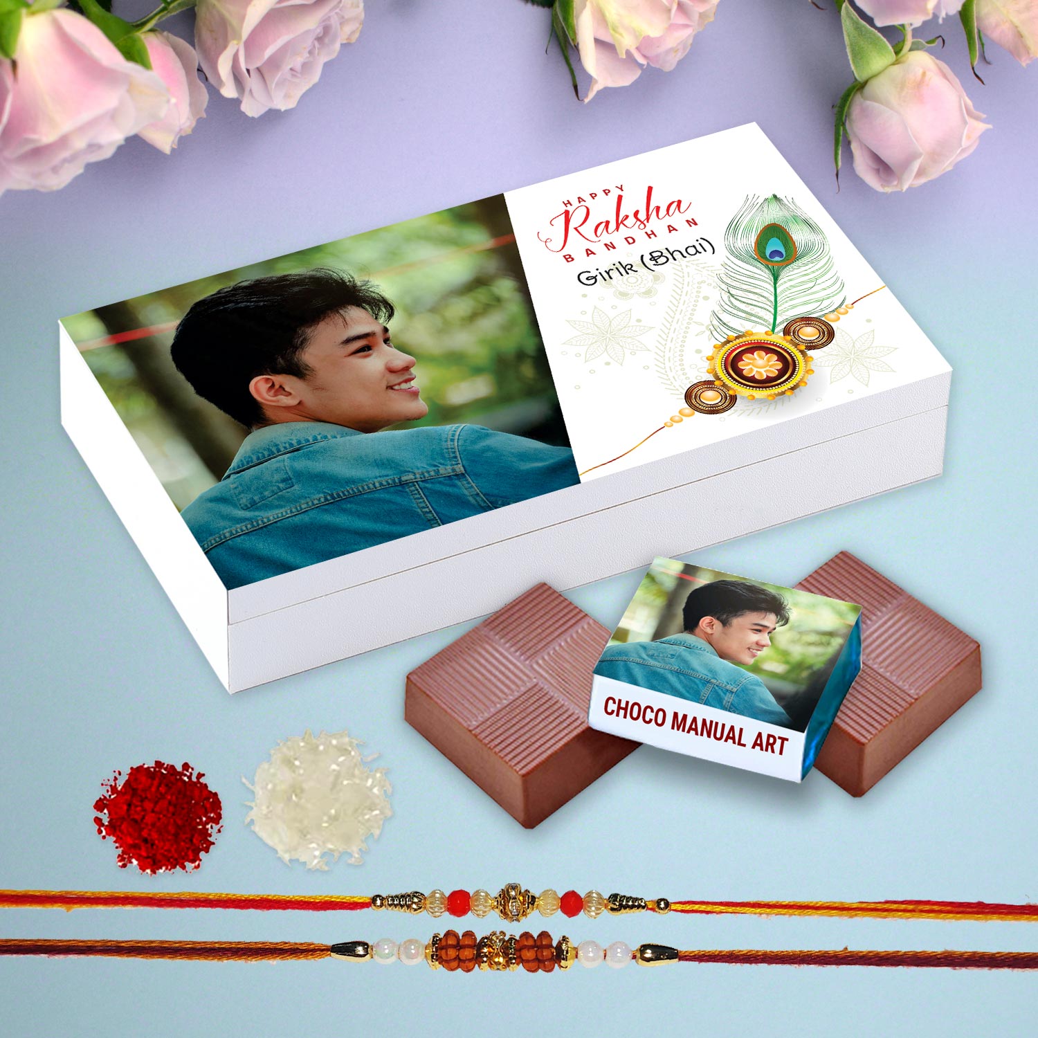 Customised chocolates gift for best brother with rakhi
