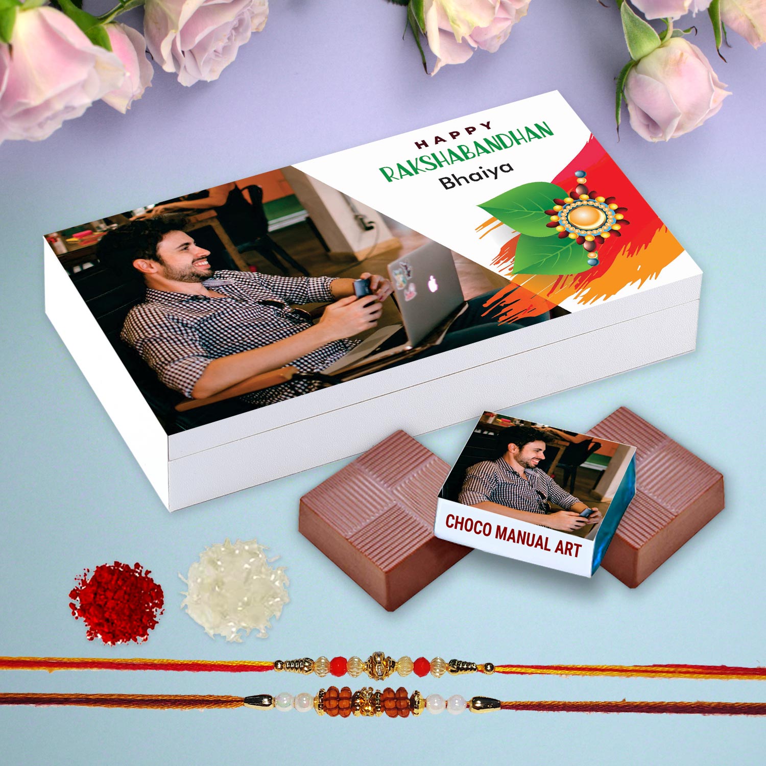 Personalised Raksha Bandhan gift rakhi theme box