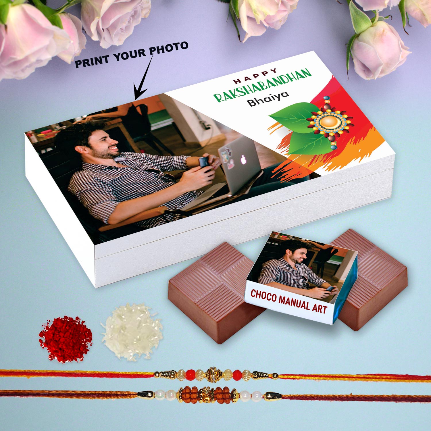 Personalised Raksha Bandhan gift rakhi theme box