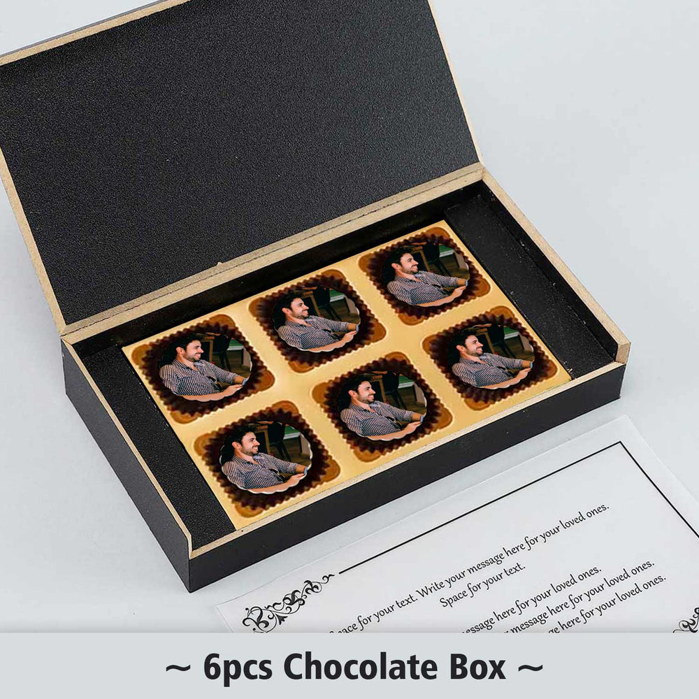 Pretty wooden box photo printed chocolates for lovely brother