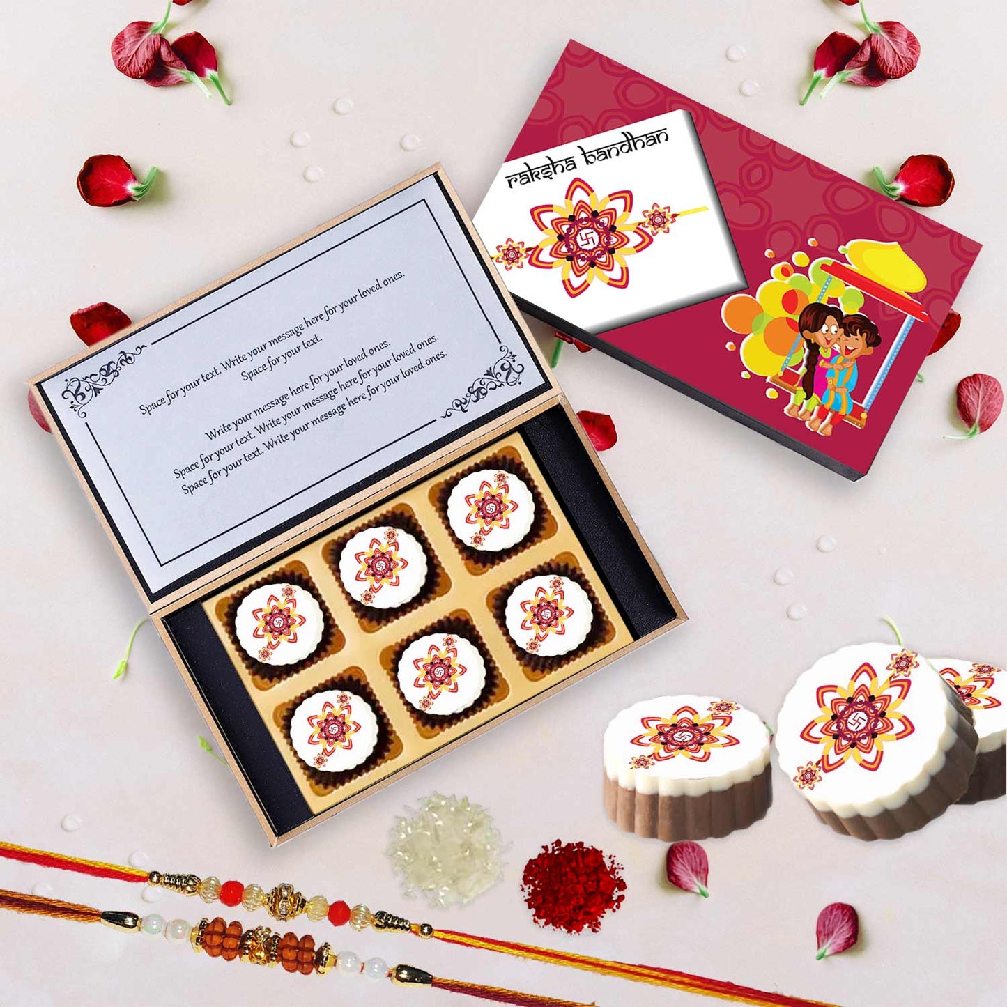 Printed Chocolate with Rakhi Decorated on Box