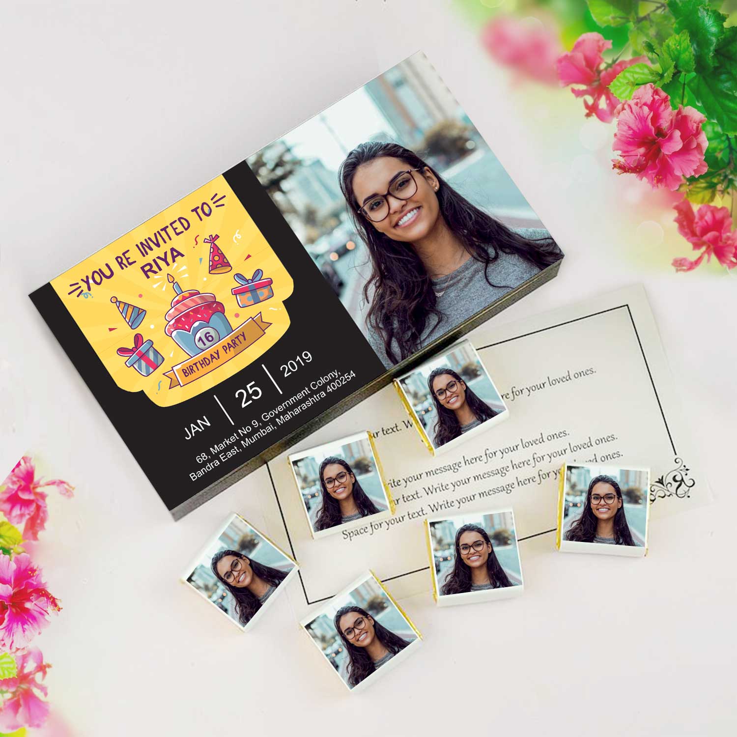 PERSONALIZED INVITATION GIFTS FOR "SWEET 16" BIRTHDAY PARTY    Chocolate box for birthday invitation gift.   Birthday invitation for girlfriend box.