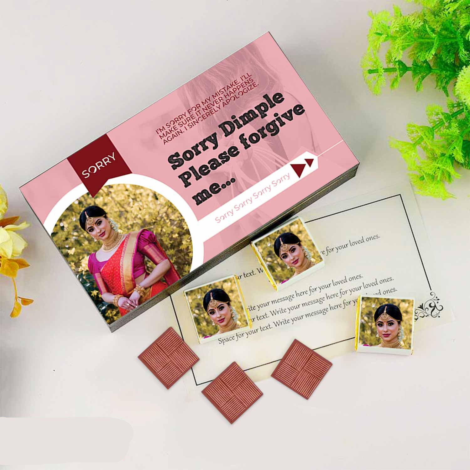 Sorry gift for girlfriend love I Personalised chocolate box with photo printed