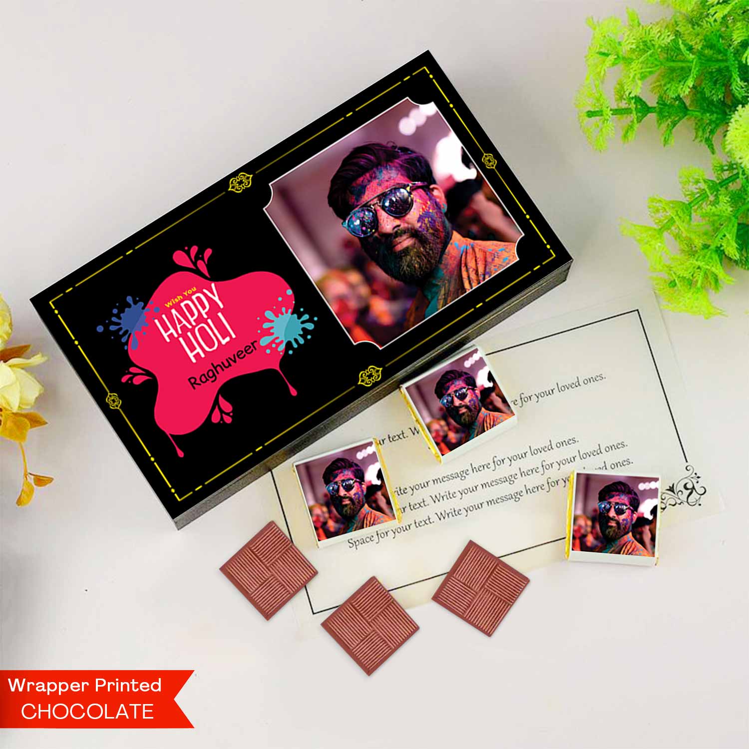 Splash of colours customised chocolates holi gift