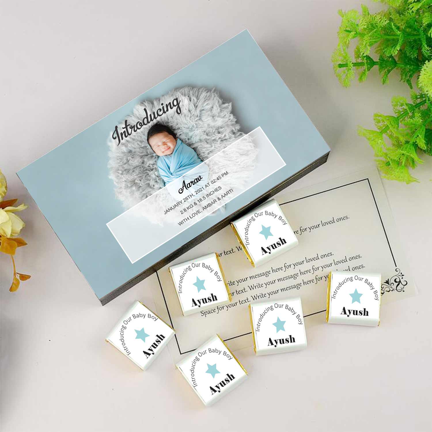 Blessed with baby boy announcement.  Second baby boy announcement.  Its a baby boy announcement.     New born baby boy announcement.