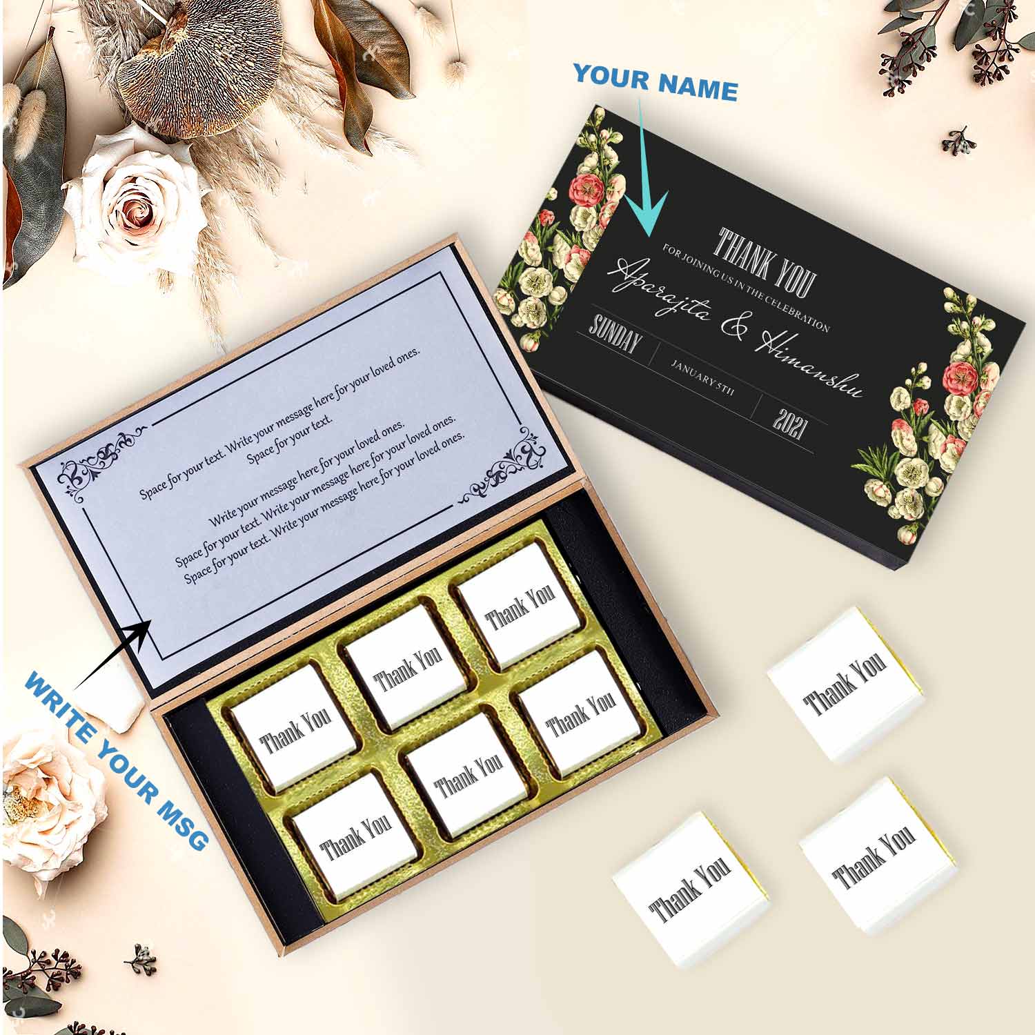 Send them warm wishes for the birthday. Your message will be printed on butter paper and placed inside the gift box