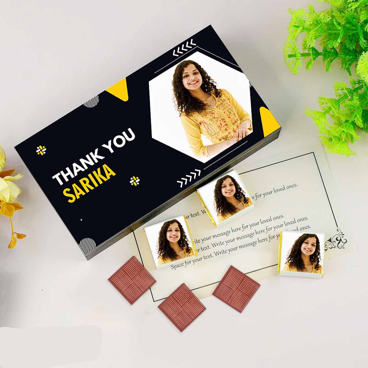 Thank You chocolates I  Image/Name printed chocolate box I  Delicious chocolates I  Free shipping across India I  Elegant wooden packaging