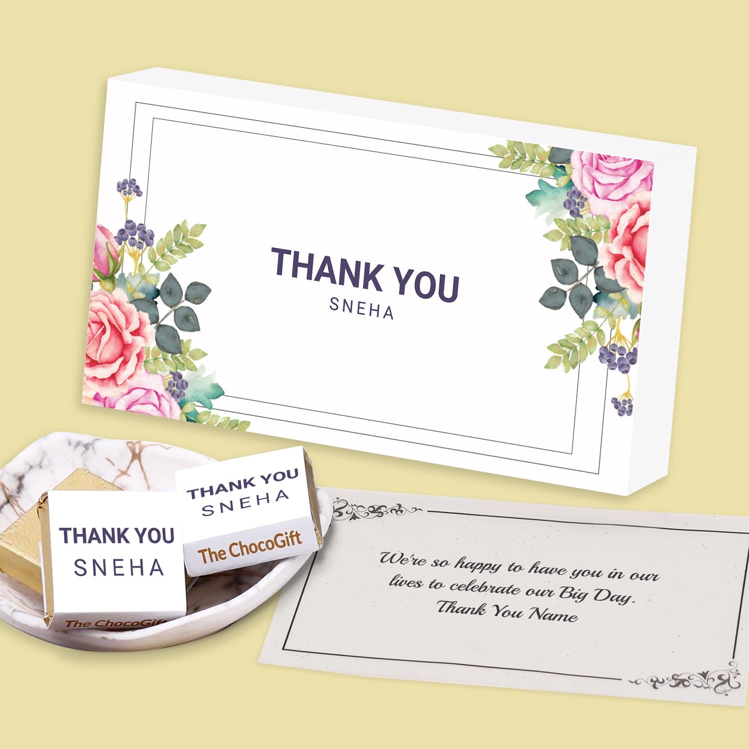 Name printed chocolate box I  Thank you gift for best friend I  Delicious chocolates I  Elegant wooden packaging I  Free shipping across India