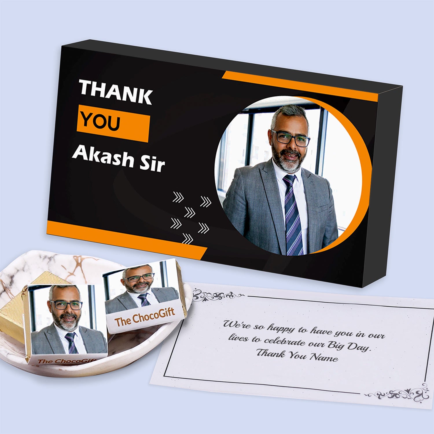 Thank you gifts for colleagues I  Image/Name printed chocolate box I  Delicious chocolates I  Free shipping across India I  Elegant wooden packaging
