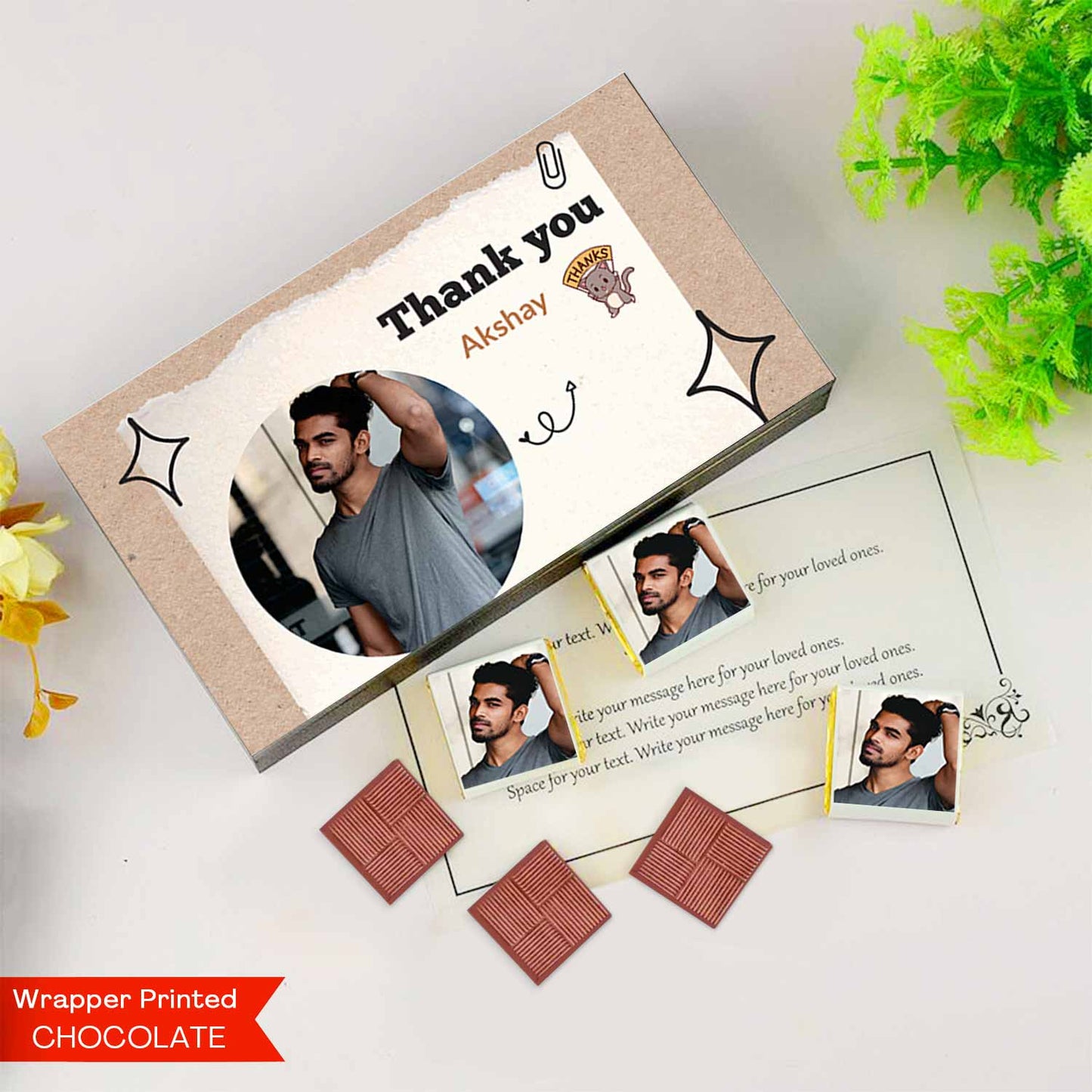 Thank you gift Chocolates I  Delicious chocolates I  Image/Name printed chocolate box I  Elegant wooden packaging I  Free shipping across India