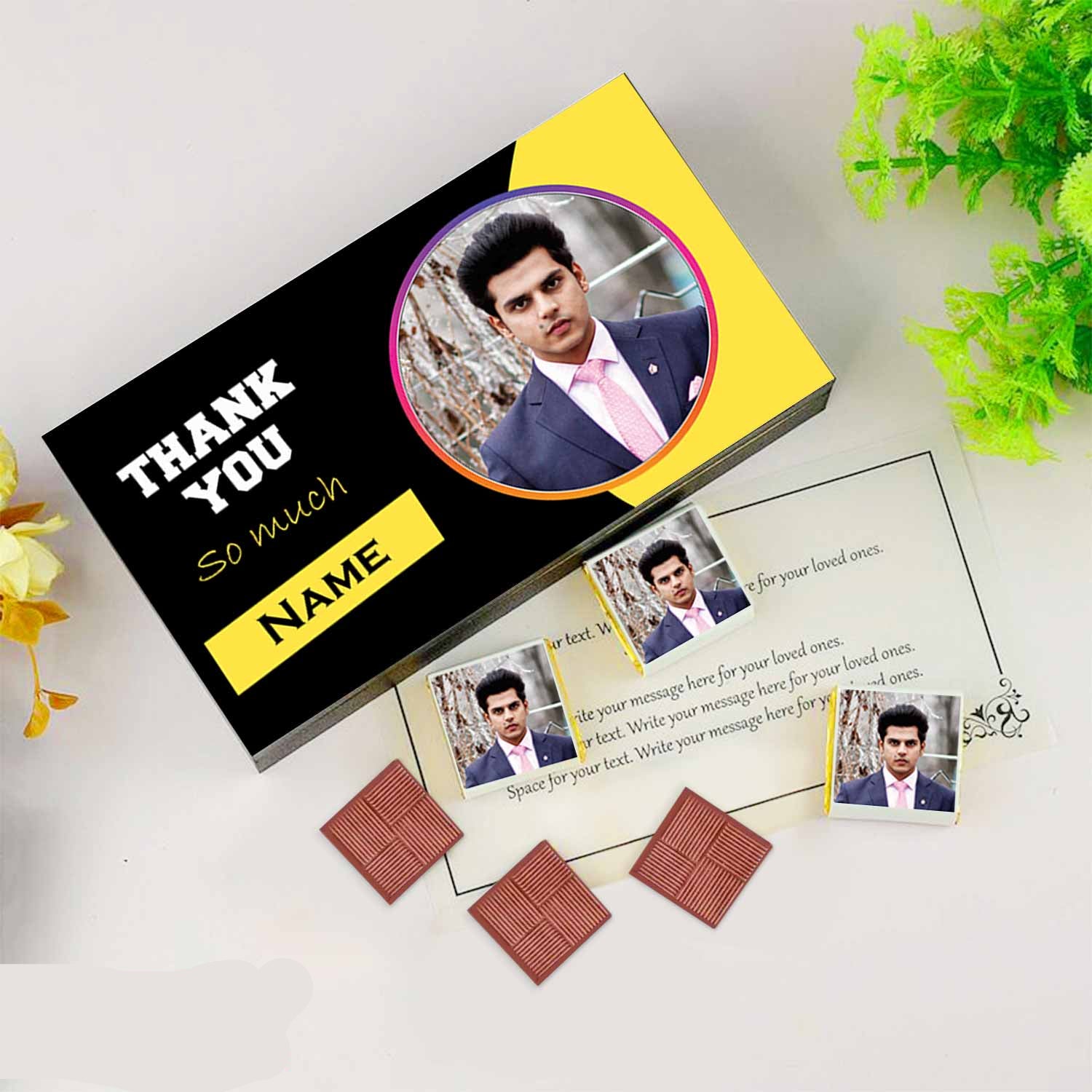 Thank you gift for best friend I  Pic/Name printed chocolate box I  Delicious chocolates I  Free shipping across India I  Elegant wooden packaging