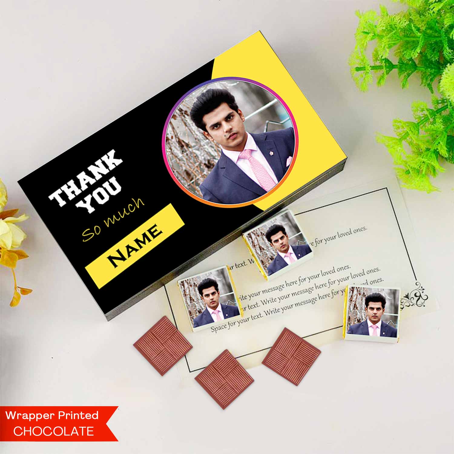 Thank you gift for best friend I  Pic/Name printed chocolate box I  Delicious chocolates I  Free shipping across India I  Elegant wooden packaging