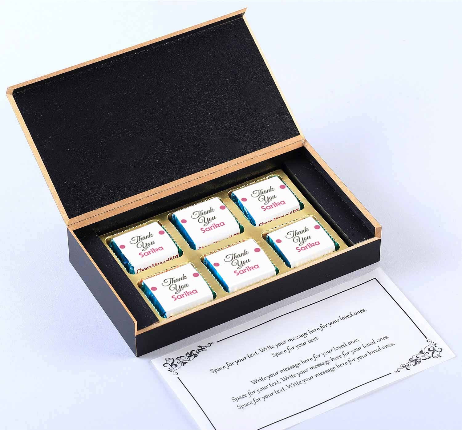 Name printed chocolate box I  Thank you gifts for colleagues I  Delicious chocolates I  Elegant wooden packaging I  Free shipping across India