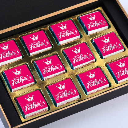 Elegant black father's day box with Personalised wrapped chocolates