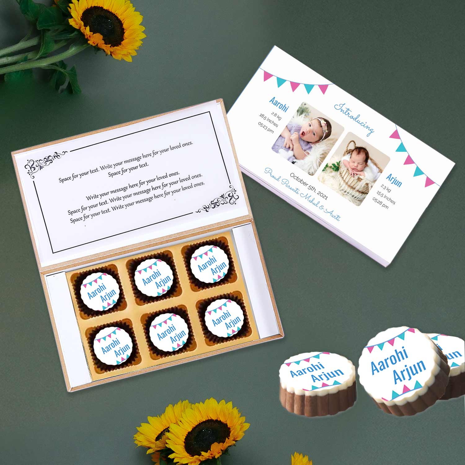 chocolates for baby announcement