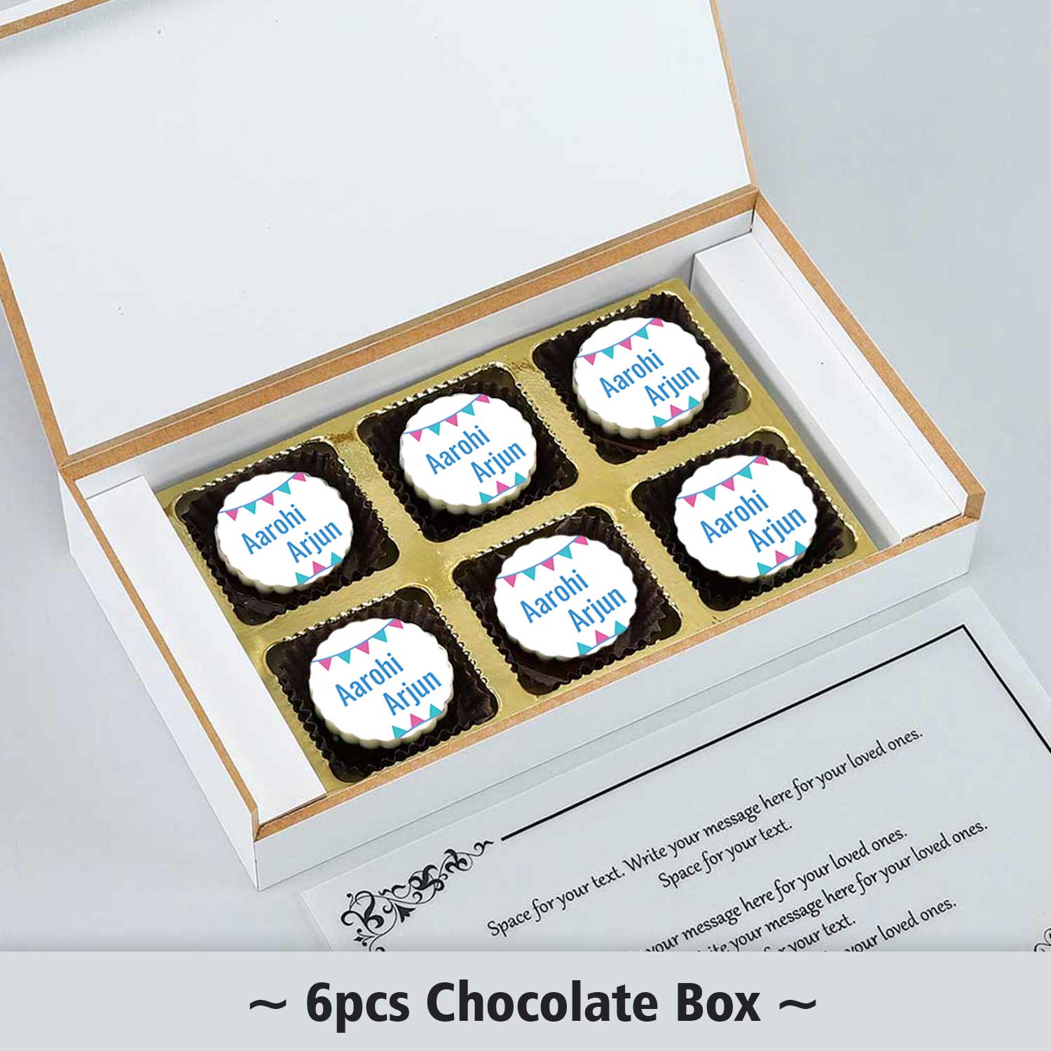 Blue flowers printed wrapped chocolates baby announcement
