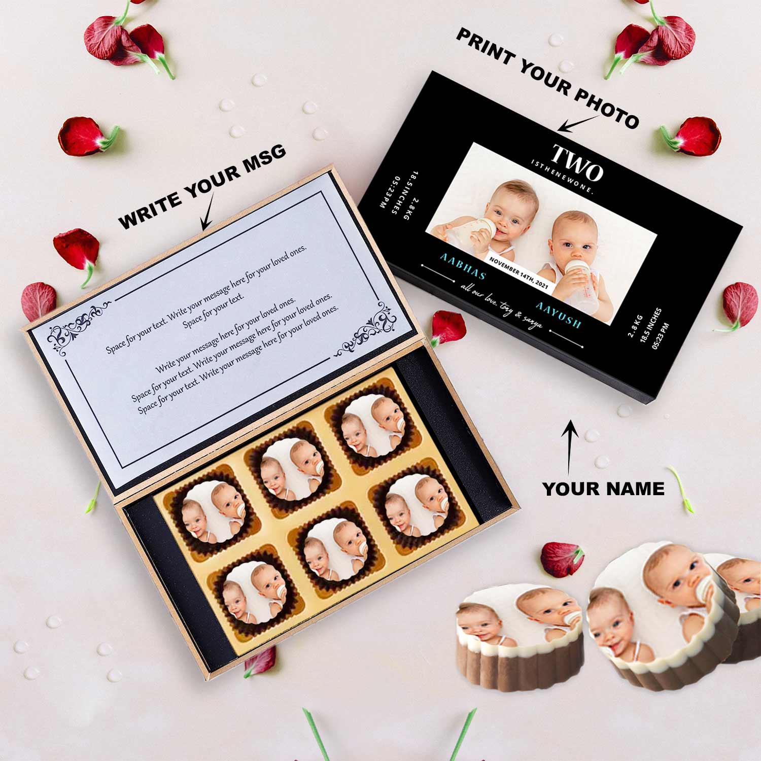 Two is the new one personalised twins announcement