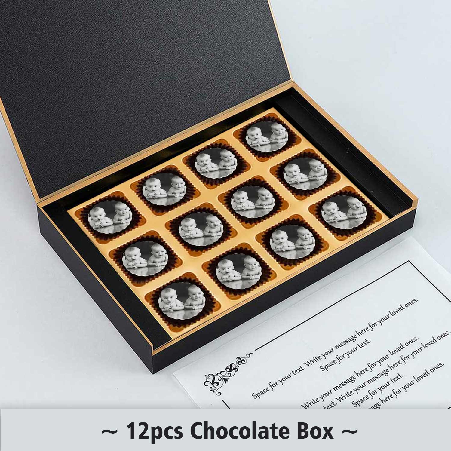 Hi dates printed chocolates for twins announcement