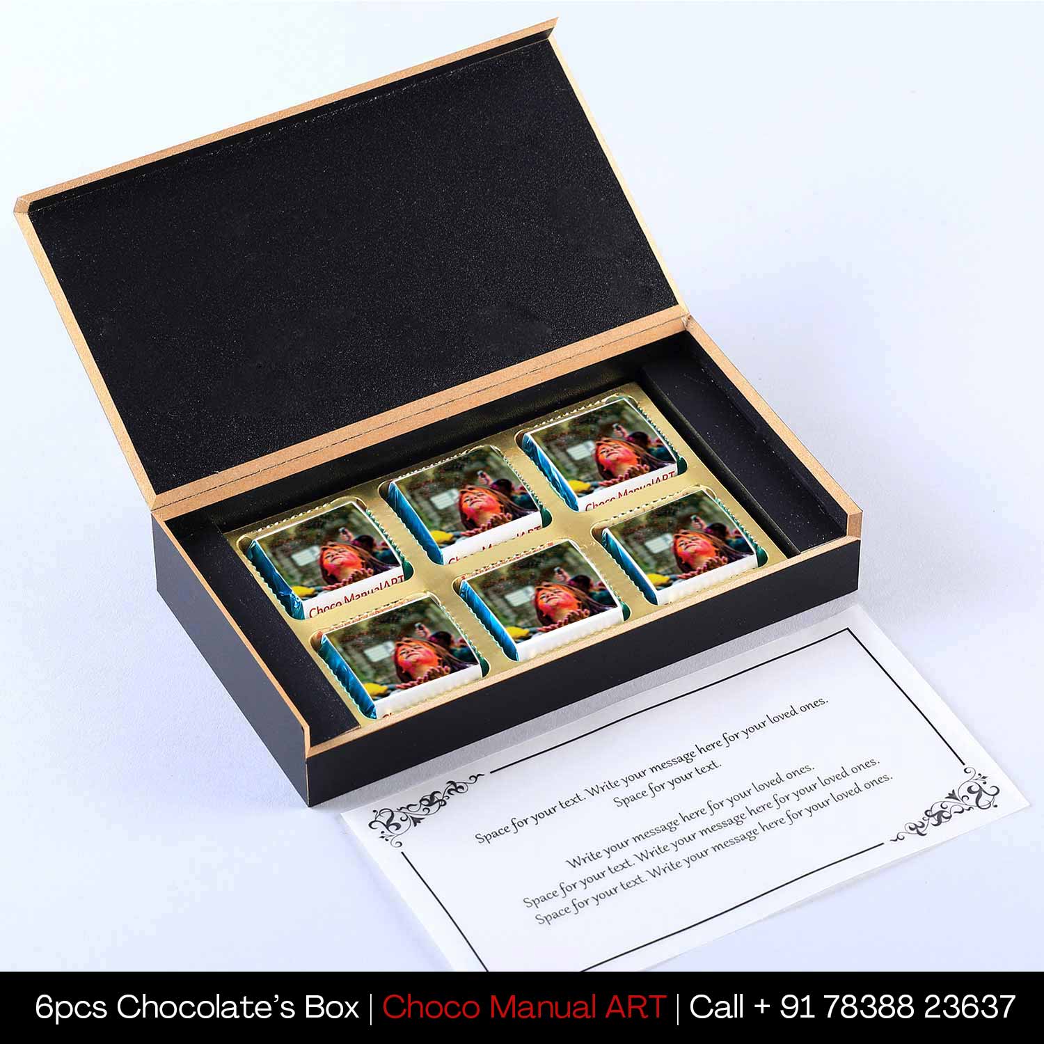 Vibrant colourful personalised holi gift of chocolates