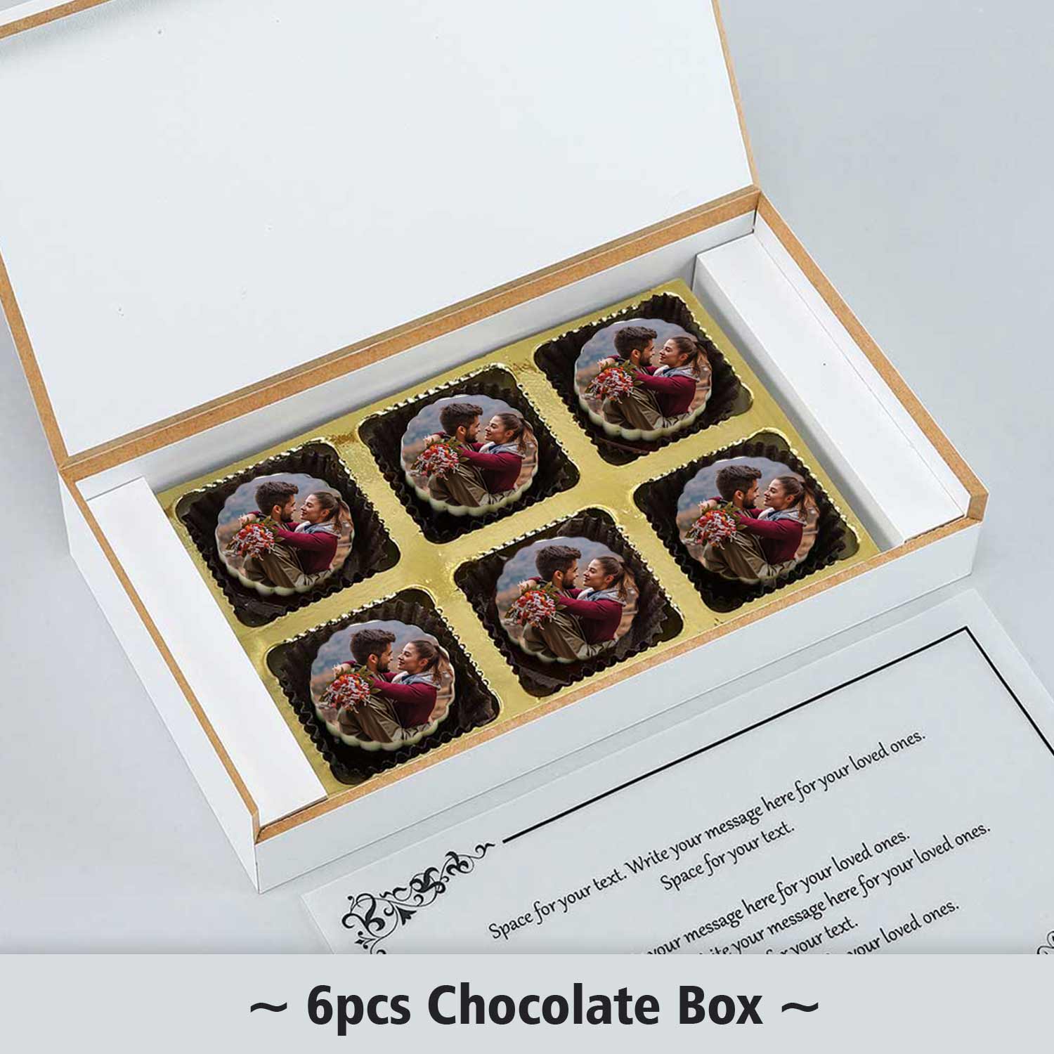 Cyan Ribbon names printed chocolates return gift