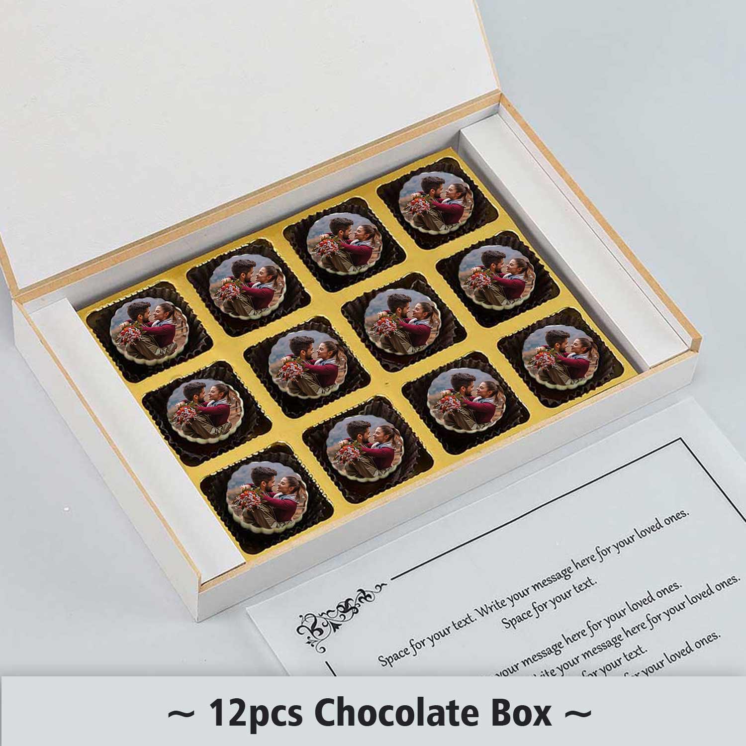 Cyan Ribbon names printed chocolates return gift