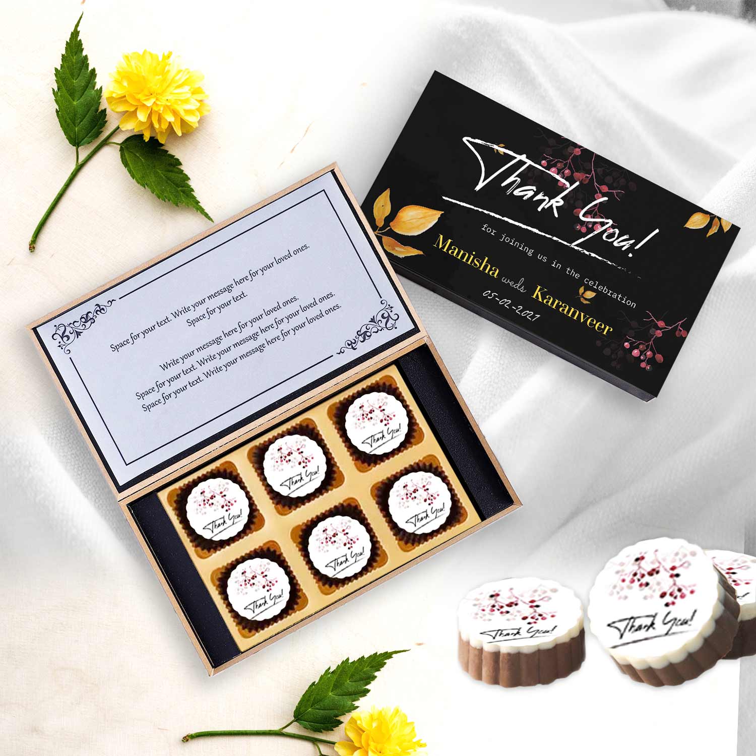 Autumn leaves design Wedding return gift Chocolates
