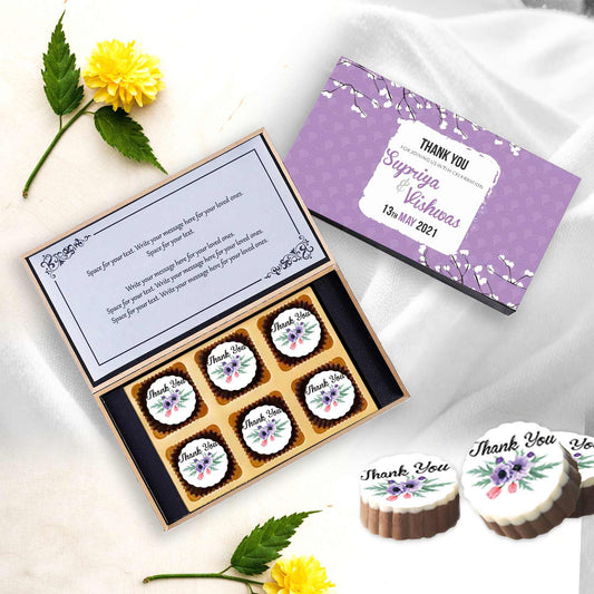Lavender box of Chocolates Wedding return gift with beautiful theme