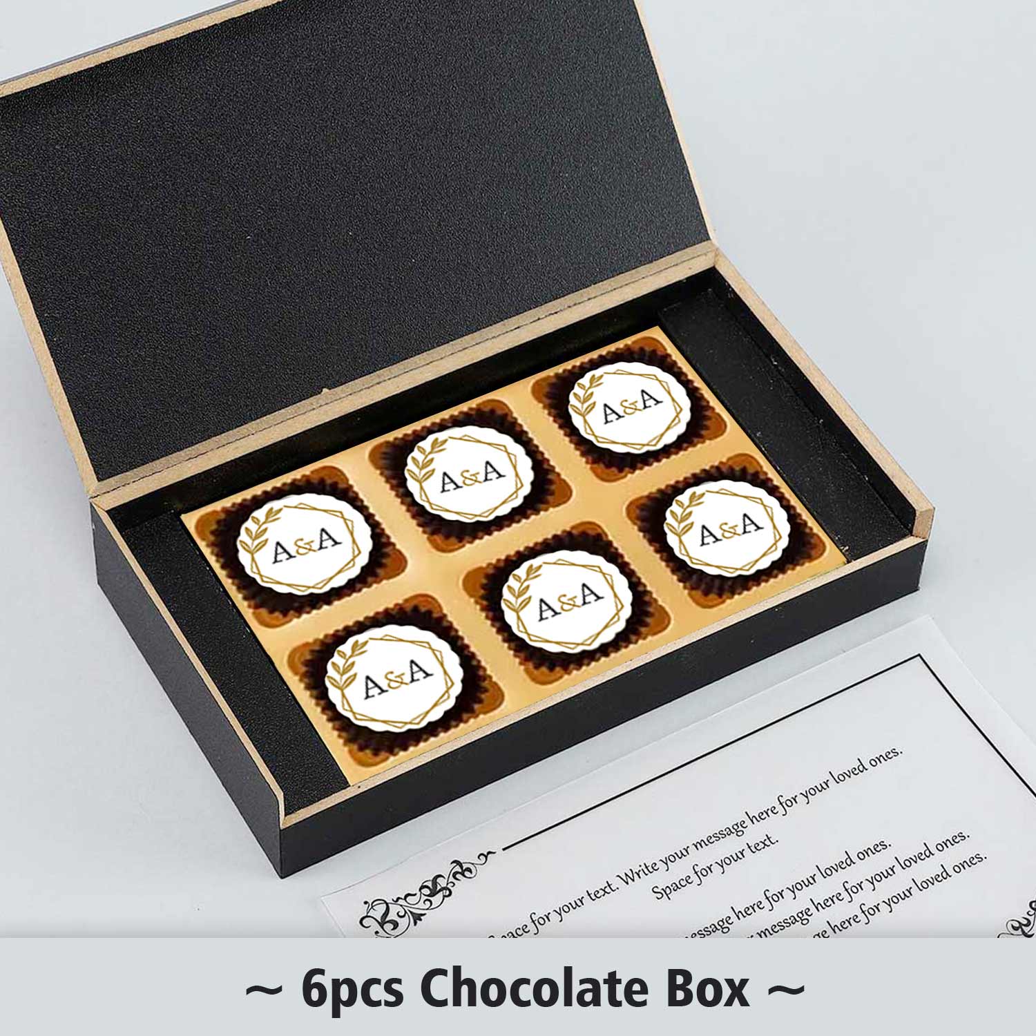 Golden geometrical wreath printed chocolates wedding invite