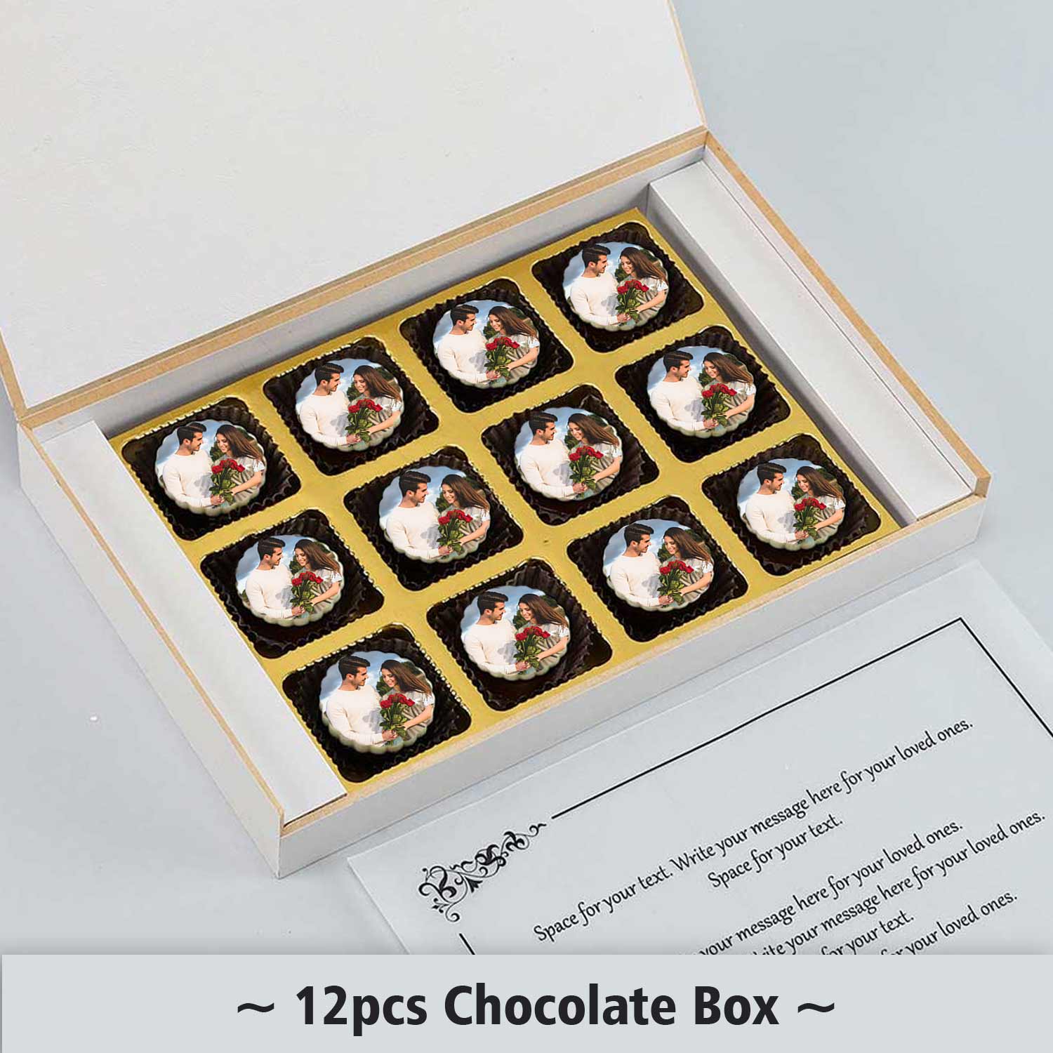 Botanical leaf wreath names printed chocolates invitation