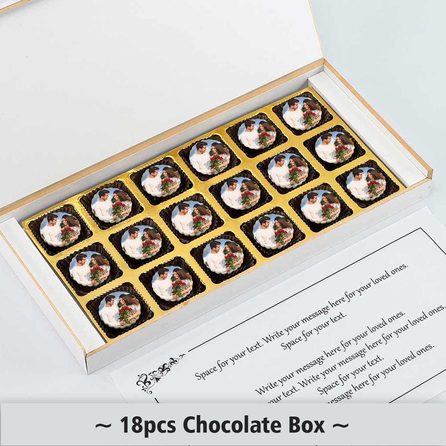 Botanical leaf wreath names printed chocolates invitation
