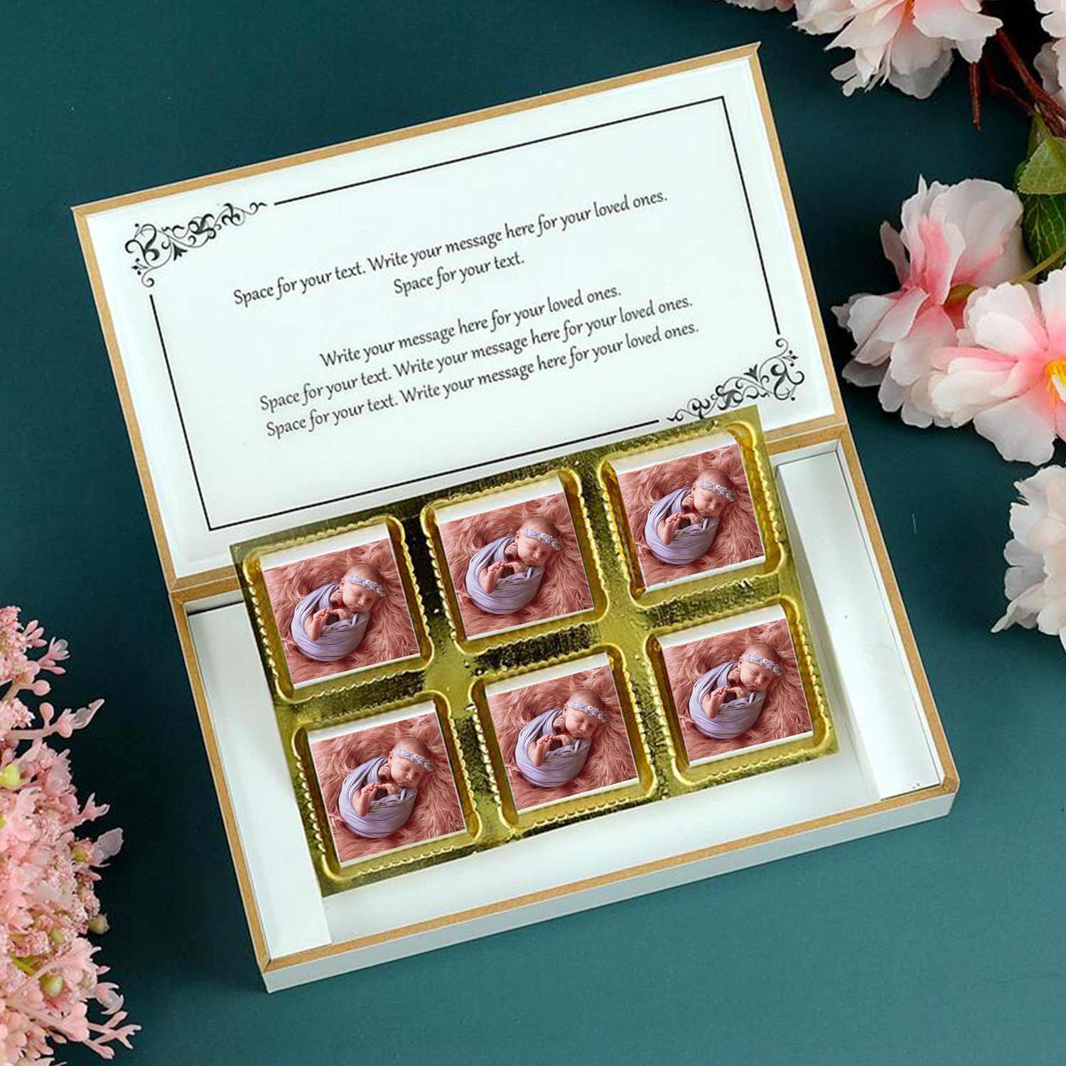 Baby  announcement gift ideas.  Baby  announcement gift.    Baby announcement chocolate boxes.  Customized chocolate boxes for baby girl.