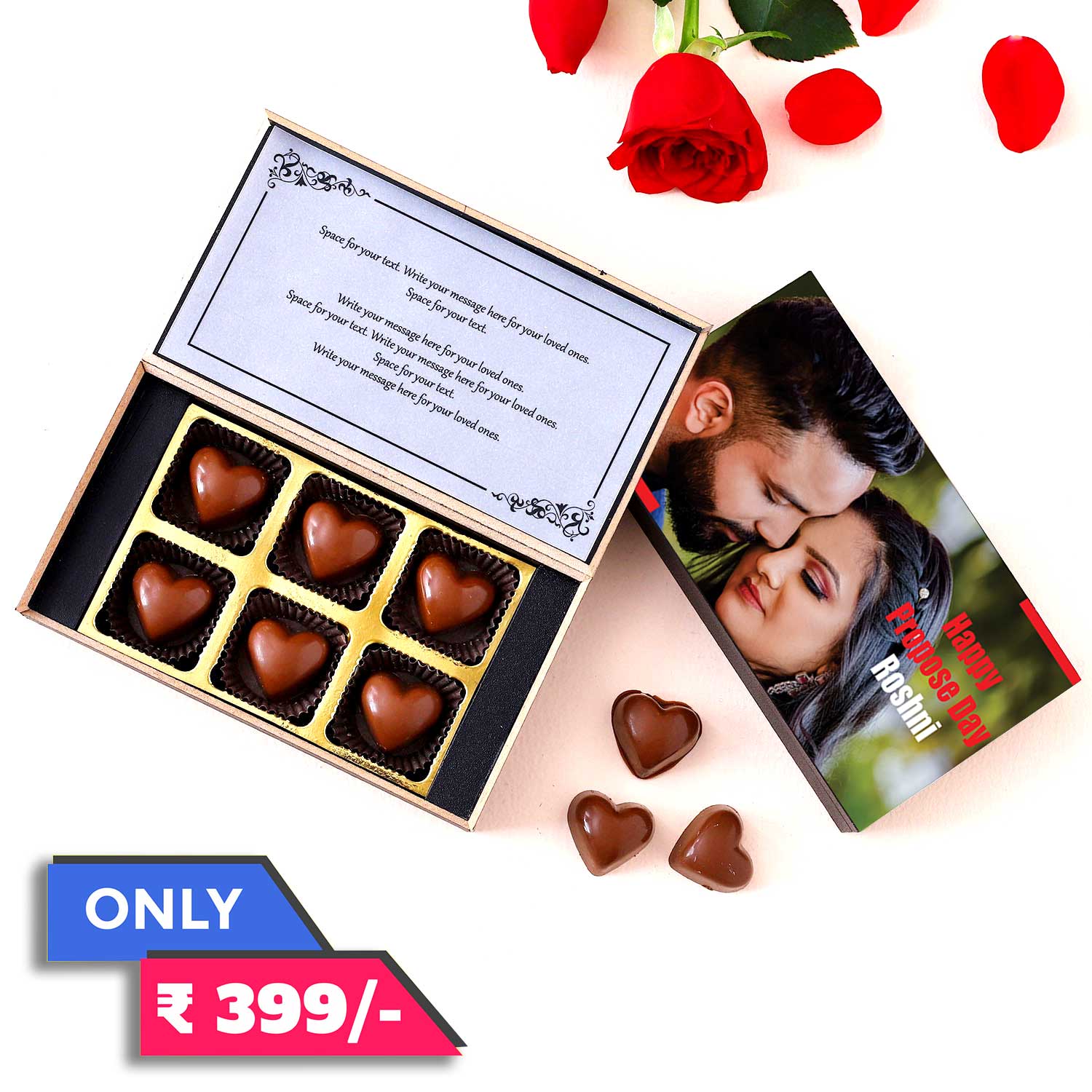 Personalized Propose Day chocolate gift with photo/name printed