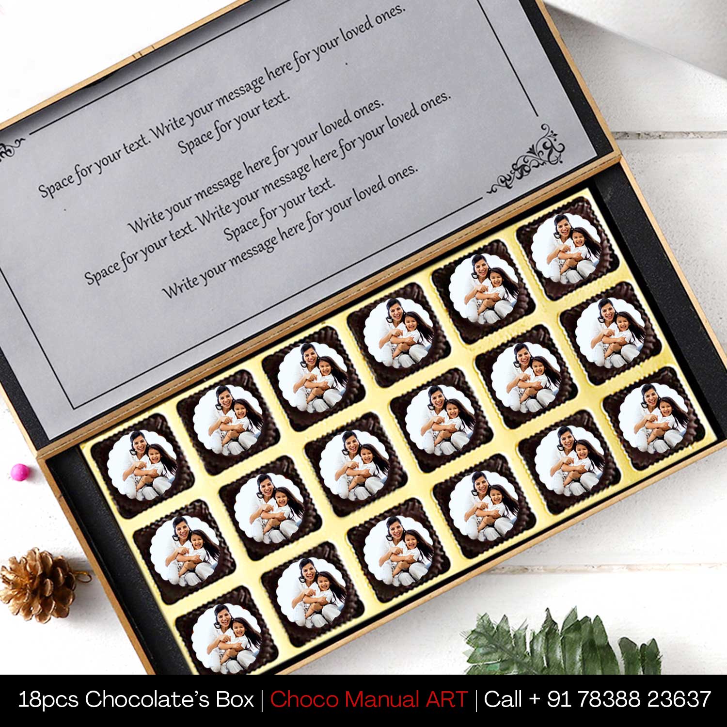 Cute graphics & photo printed box of chocolates