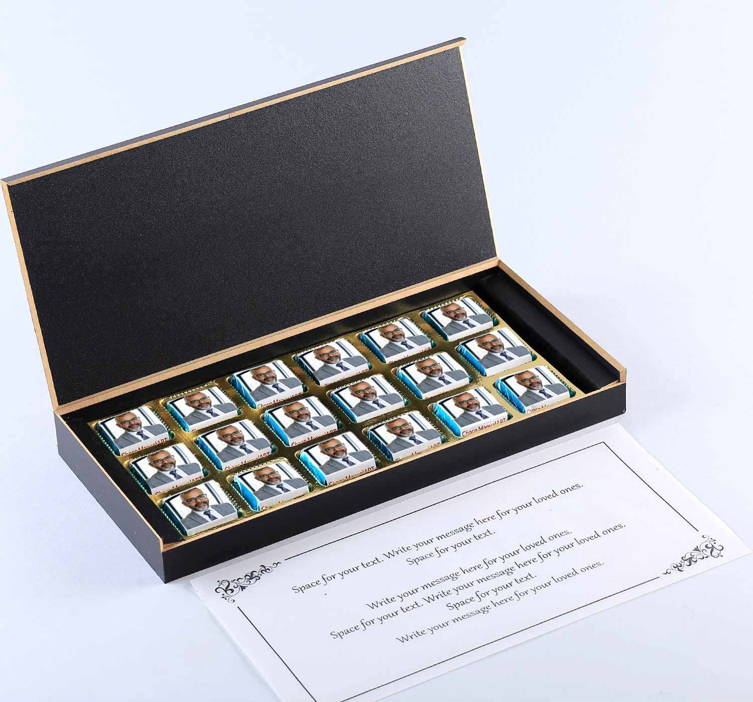 Thank you gifts for colleagues I  Image/Name printed chocolate box I  Delicious chocolates I  Free shipping across India I  Elegant wooden packaging