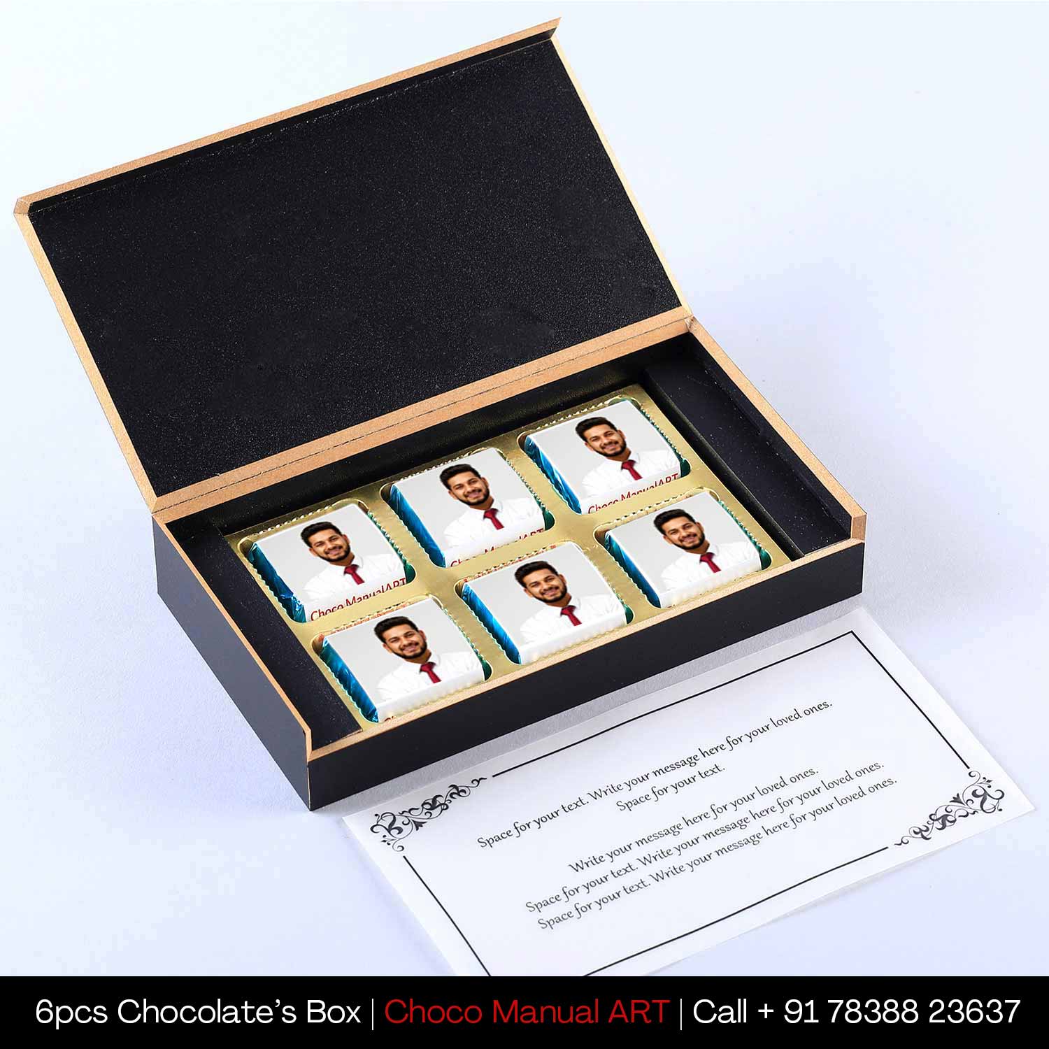 Personalized chocolate gifts with company logo print I   Boss Birthday Personalised Chocolate gift with message and name printed