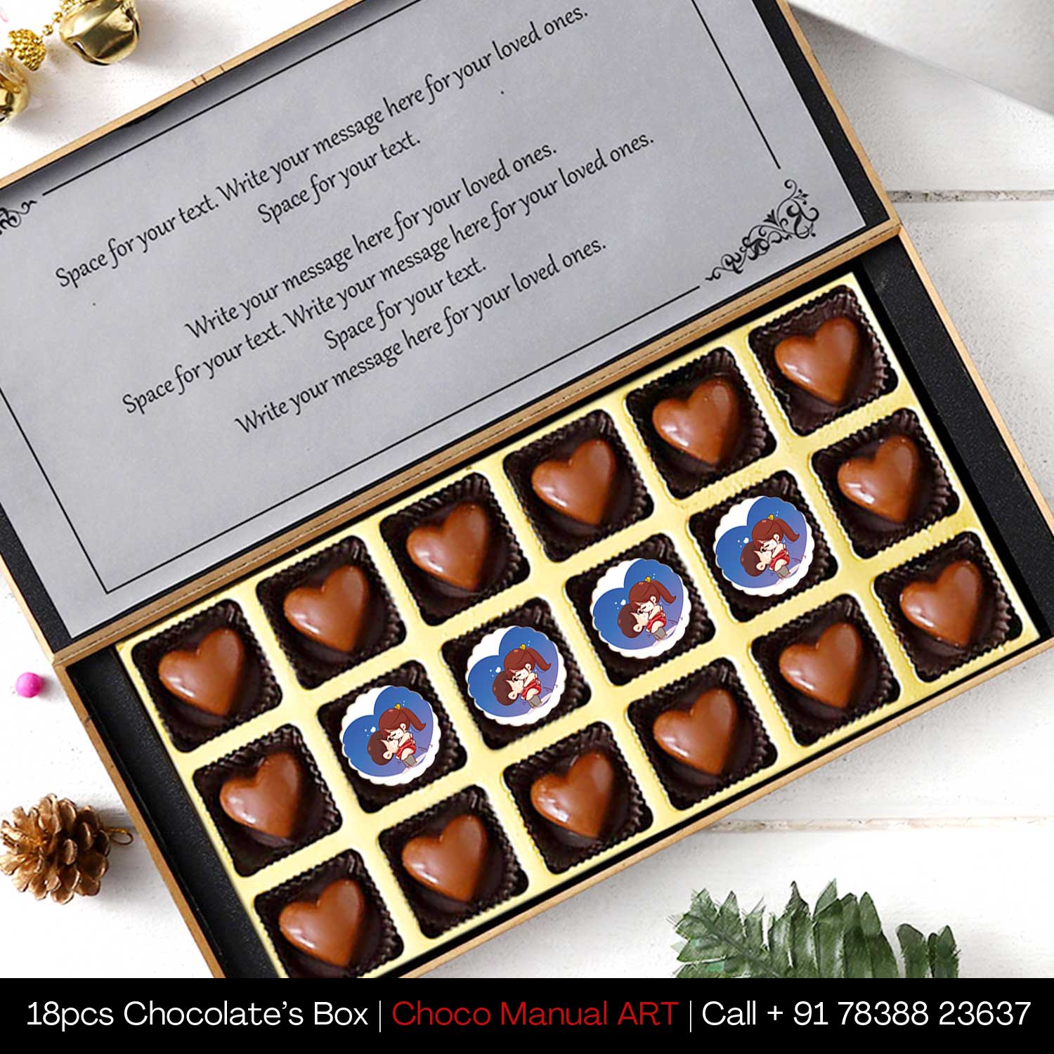 Personalized Kiss Day chocolate gift with photo/name printed