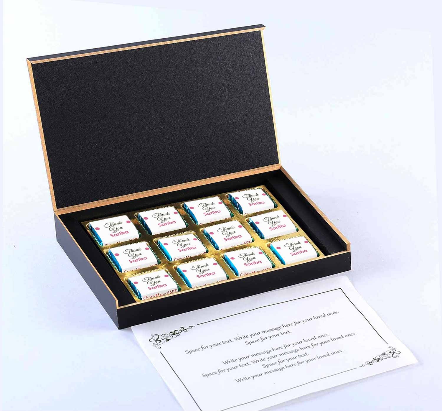 Name printed chocolate box I  Thank you gifts for colleagues I  Delicious chocolates I  Elegant wooden packaging I  Free shipping across India