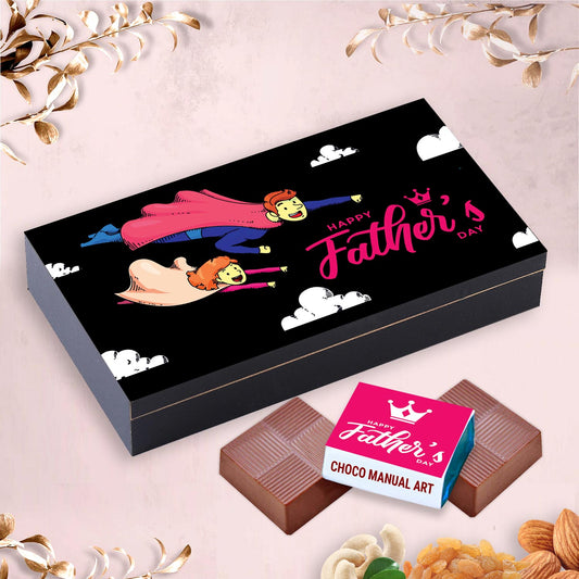 Elegant black father's day box with Personalised wrapped chocolates