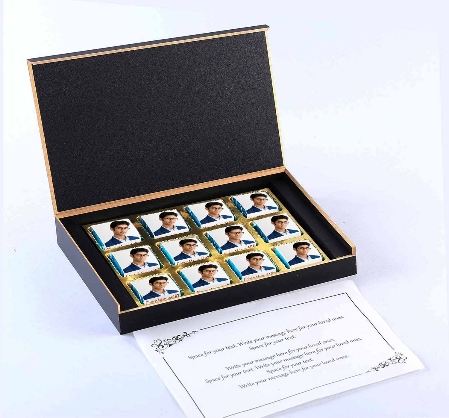 Thank You gift box I  Photo/Name printed chocolate box I  Delicious chocolates I  Free shipping across India I  Elegant wooden packaging