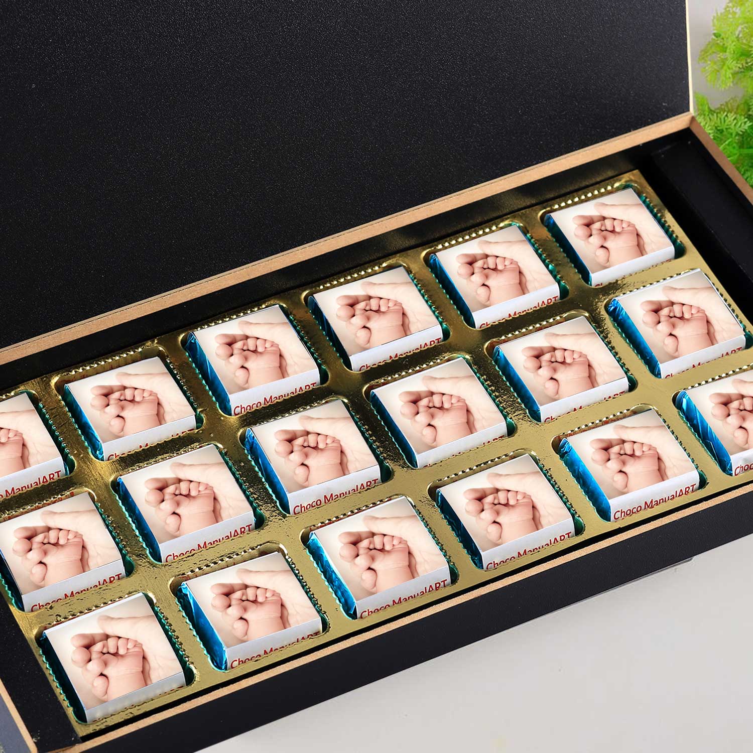 Baby boy announcement gift.    Baby announcement chocolate boxes.  Customized chocolate boxes for baby boy.  Baby announcement gift boxes india.