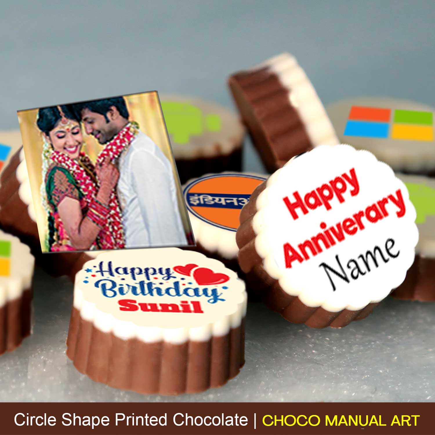 Couple's name printed chocolates with customised gift box
