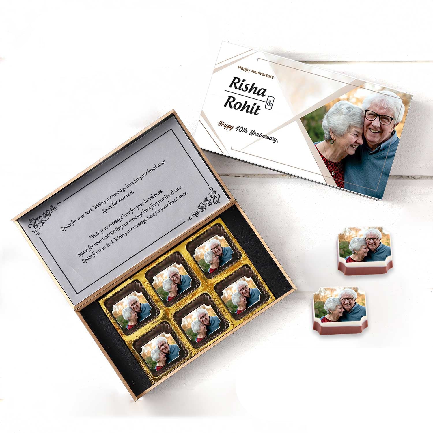 40th anniversary photo printed box of chocolates