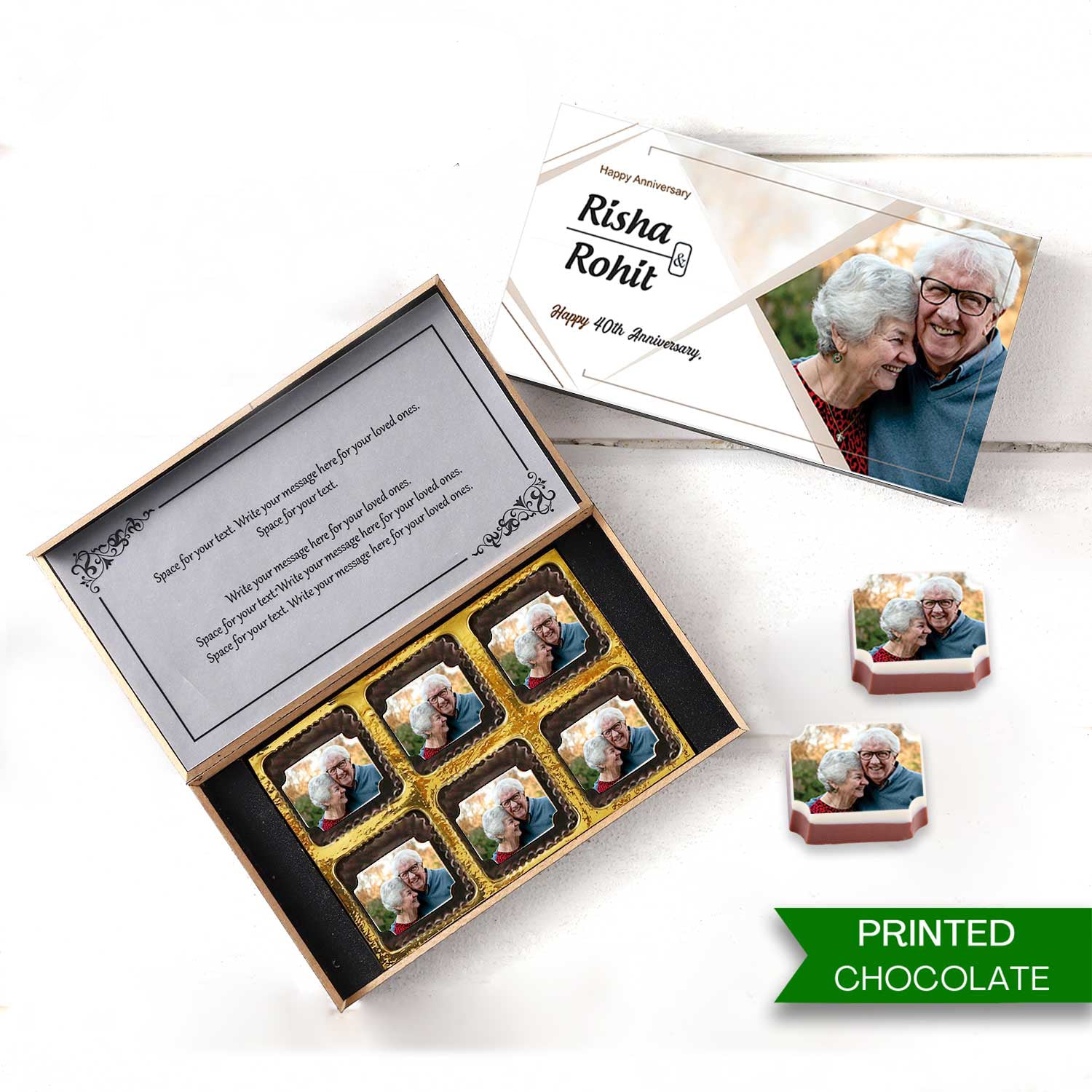 40th anniversary photo printed box of chocolates