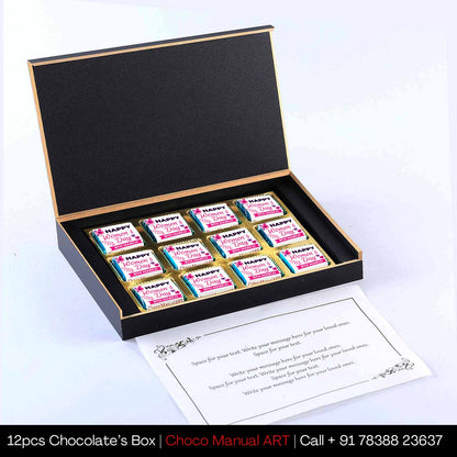 Woman's shadow printed pink designer gift of chocolates
