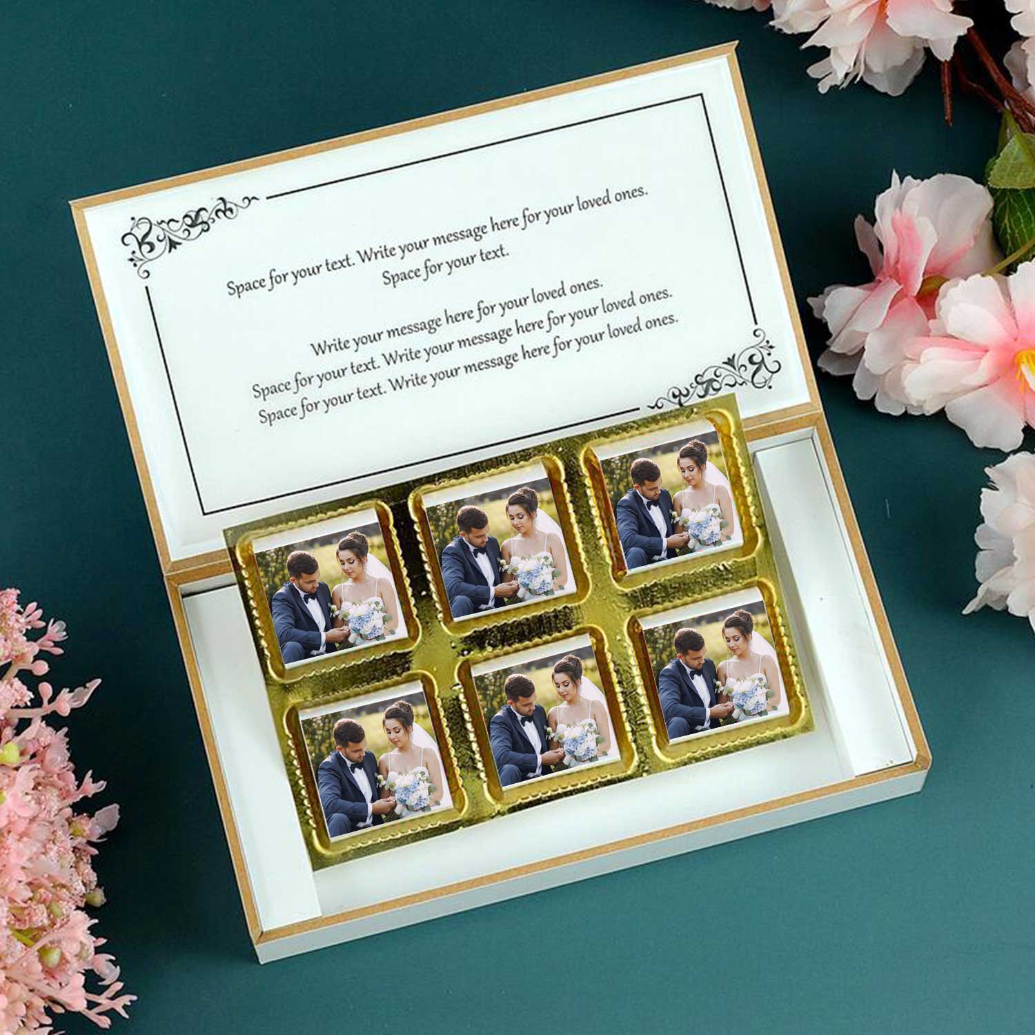 Best chocolate box. chocolate lovers. Save the date personalised wedding invitation